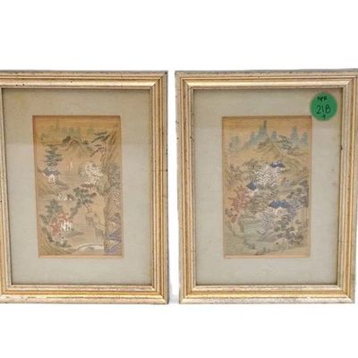 SET OF 4 FRAMED VINTAGE CHINESE PAINTINGS ON SILK