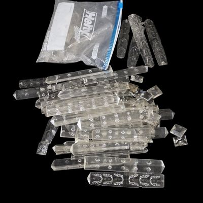 LARGE GROUP ANTIQUE ETCHED PRISM CRYSTALS