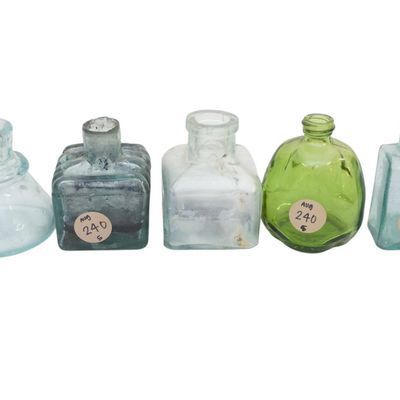 5 ANTIQUE GLASS INKWELLS