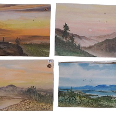 4 VINTAGE VALENTIN KOSLOV ORIGINAL WATERCOLORS