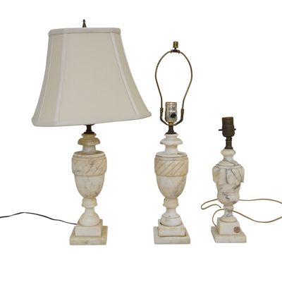 3 VINTAGE ITALIAN CARVED ALABASTER LAMPS