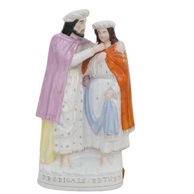 ANTIQUE STAFFORDSHIRE "PRODIGAL'S RETURN" PORCELAIN FIGURINE