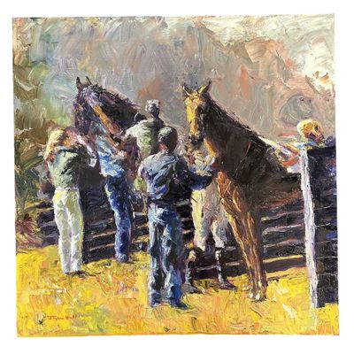 ORIGINAL OIL ON CANVAS EQUESTRIAN IMPASTO