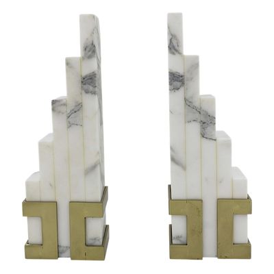 ART DECO STYLE ITALIAN CARRARA MARBLE BOOKENDS