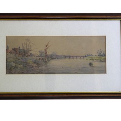 HELEN HAMILTON (1889-1970) WATERCOLOR LANDSCAPE RIVER