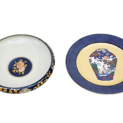 2 VINTAGE JAPANESE ARITA WARE BOWL & CHINESE ACCENT PLATE