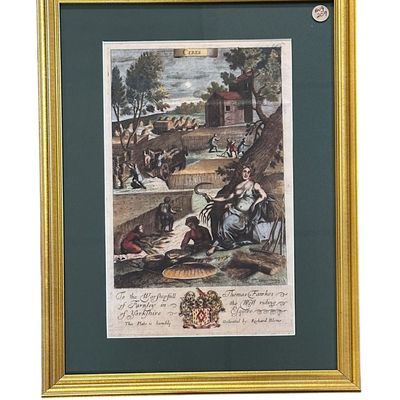 18th c HAND COLORED COPPER PLATE ENGRAVING "CERES"