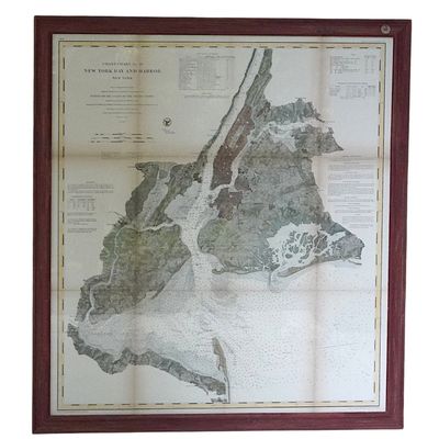 RARE COAST CHART NO 20 1866 NEW YORK BAY AND HARBOR