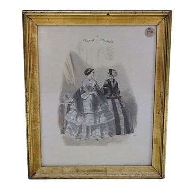 FRAMED ANTIQUE LADIES FASHION PLATE