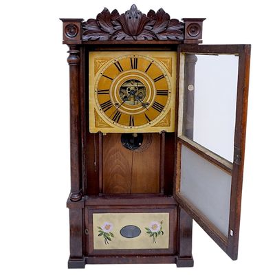 ANTIQUE BIRGE, MALLORY & CO TRIPLE DECKER SHELF CLOCK
