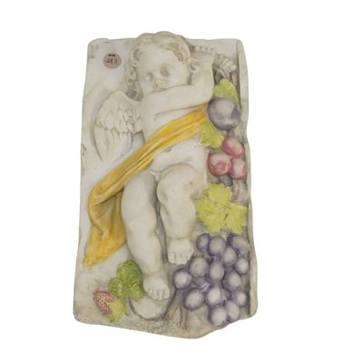 HEN-FEATHERS BAS RELIEF CHERUB WALL PLAQUE