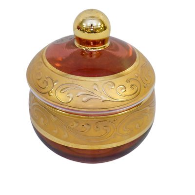 VINTAGE BELGIUM GLASS TRINKET/POWDER LIDDED BOWL