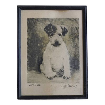 VINTAGE ETCHING "MARTHA ANN" FOX TERRIER BY KURT MEYER EBERHARDT