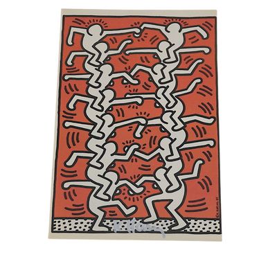 SIGNED KEITH HARING INTERVIEW MAGAZINE AD PEOPLE LADDER