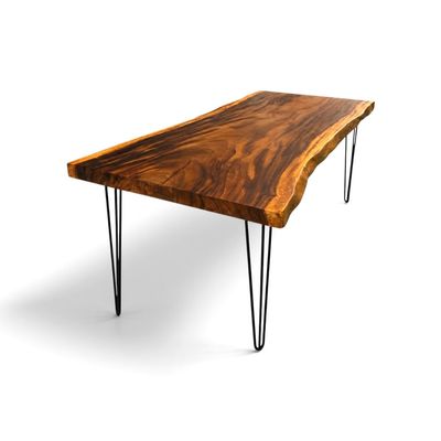 CUSTOM LIVE EDGE MONKEY POD SLAB DINING TABLE