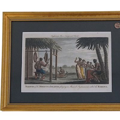 18TH c COPPER PLATE ENGRAVING NATIVES OF THE MOLUCCA ISLANDS