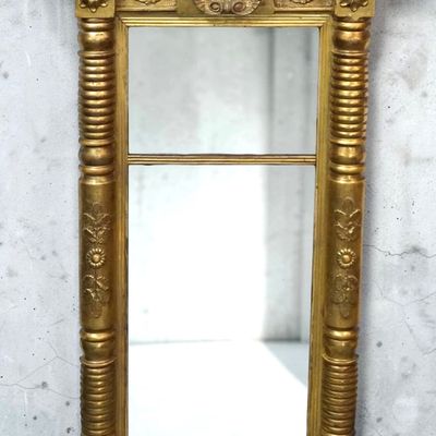ANTIQUE 19TH C CARVED GILTWOOD PIER MIRROR