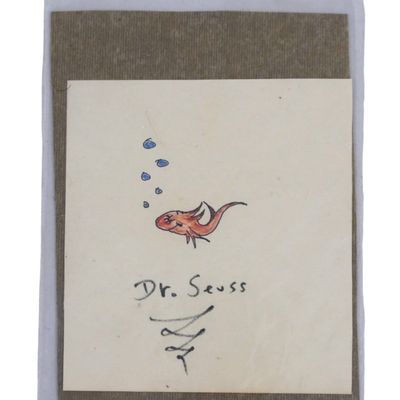DR. SEUSS SIGNED DRAWING RED FISH