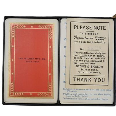 VINTAGE REMEMBRANCE PLAYING CARDS BY THE WILDER MFG. CO.