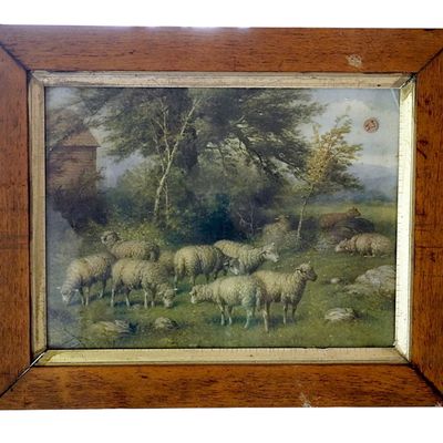 FRAMED 1908 MAY DAY SHEEP PRINT by A. FOX PHILADELPHIA