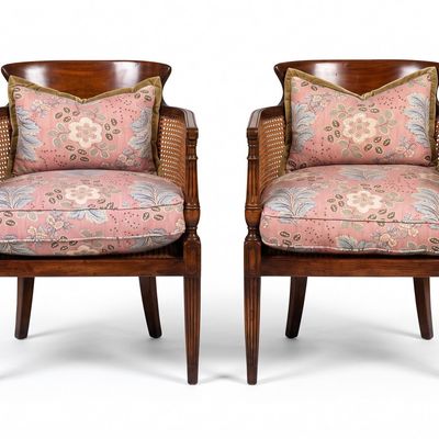 PAIR ALTHORP LIVING HISTORY FRENCH LOUIS XV CANE ARM CHAIRS