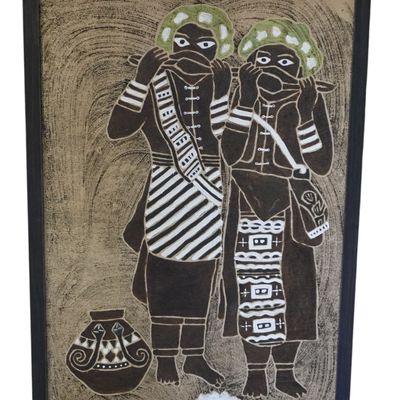 LARGE ABORIGINAL FORMOSA TREE BARK PAINTING