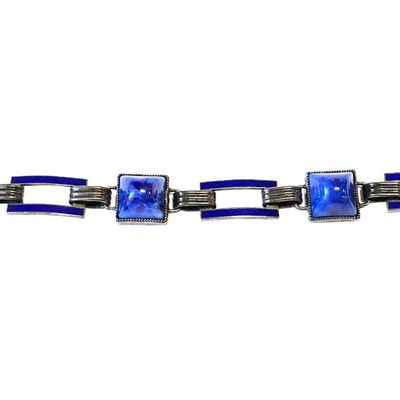 ART DECO STERLING AND LAPIS BRACELET
