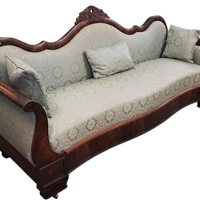 AMERICAN EMPIRE 1840s FLAME MAHOGANY SOFA