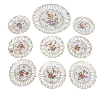 9 LACE EDGE BAVARIAN SAUCERS AND PLATE