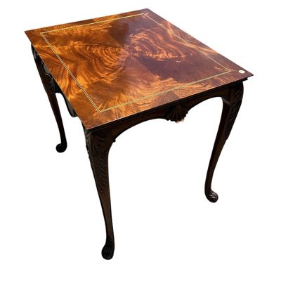 BOOKMATCHED FLAME MAHOGANY SIDE TABLE