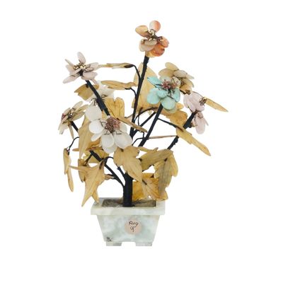 VINTAGE CARVED CHINESE JADE TREE 1940s