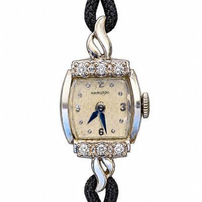 LADIES 14k & DIAMOND HAMILTON COCKTAIL WATCH