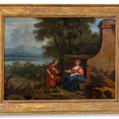 LARGE OLD MASTER DUTCH OIL ON CANVAS SHEPHERD