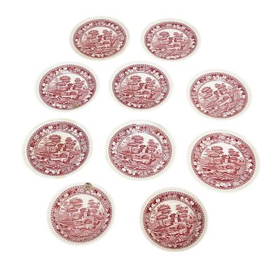 VINTAGE COPELAND SPODE "SPODE'S TOWER" ENGLAND DESSERT AND FRUIT PLATES - 10 PIECES