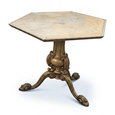 18th c IRISH REGENCY TABLE WITH FAUX MARBLE TOP