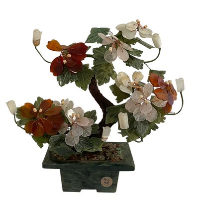 VINTAGE CARVED CHINESE JADE TREE 1940s