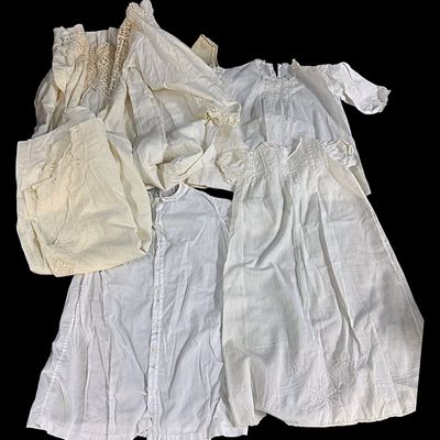 6 ANTIQUE AND VINTAGE WOMENS AND CHILDRENS LINEN CLOTHING