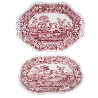 2 VINTAGE COPELAND SPODE "SPODE'S TOWER" ENGLAND SERVING TRAYS