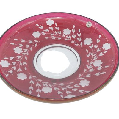 LARGE BOHEMIAN RUBY CUT TO CLEAR CONSOLE BOWL