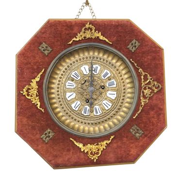 ANSONIA RICHELIEU PLUSH VELVET WALL CLOCK c 1900