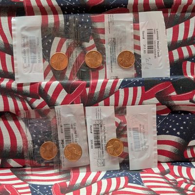 1956-D, 1958-D, 1963-P, 1982-P, 1986-P, 2010-D Lincoln Cents In Littleton Packaging