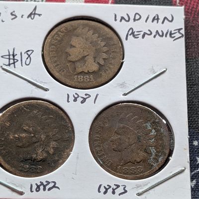 Sale Photo Thumbnail #184: 1881, 1882 & 1883 Indian Head Pennies - Early 1880's Dates!