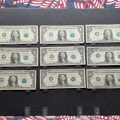 Sale Photo Thumbnail #337: (9) 2013 Series US $1 Federal Reserve Replacement Star Notes - Issued in Texas