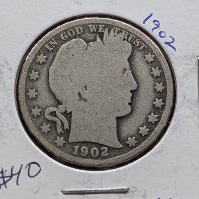 1902 Barber 90% Silver Half Dollar - 124 Years Old!