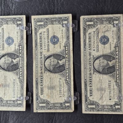 Sale Photo Thumbnail #168: (2) 1957 B Series & (1) 1957 A Series "$1 "Silver" Certificates