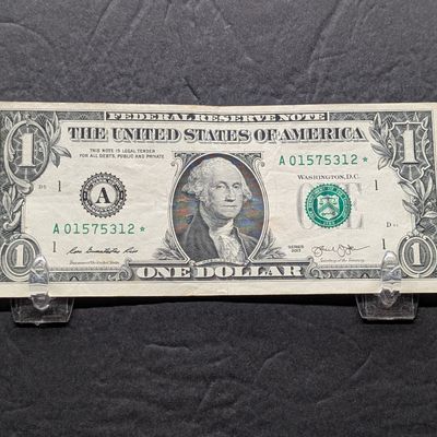 Sale Photo Thumbnail #127: 2013 Series US $1 Federal Reserve Note - Star Note with Major Misalignment Error - issued in Massachusetts