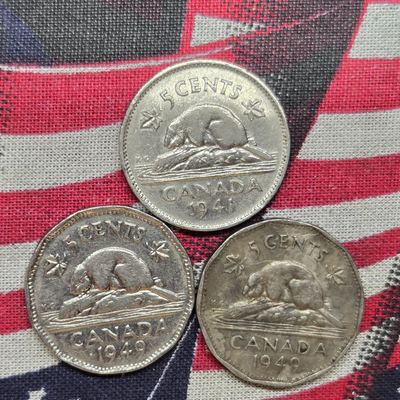 1941 & (2) 1949 Canada Nickels