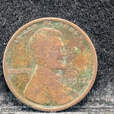 Sale Photo Thumbnail #280: 1917 Double Die Obverse Lincoln Cent. Cherry pickers FS-013. Doubling on date and on Trust - Rare - Books $130 in Good & $195 in VG