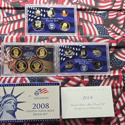 Sale Photo Thumbnail #189: 2008-S U.S. Mint Proof Set With State Quarters and Presidential Dollars in OGP w/ COA