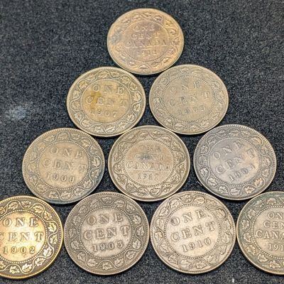 Sale Photo Thumbnail #370: (10) Canadian Large Cents in Great shape - Includes 1902, 03, 04, 06, 07, 09, 10, 11, 12 and 13.